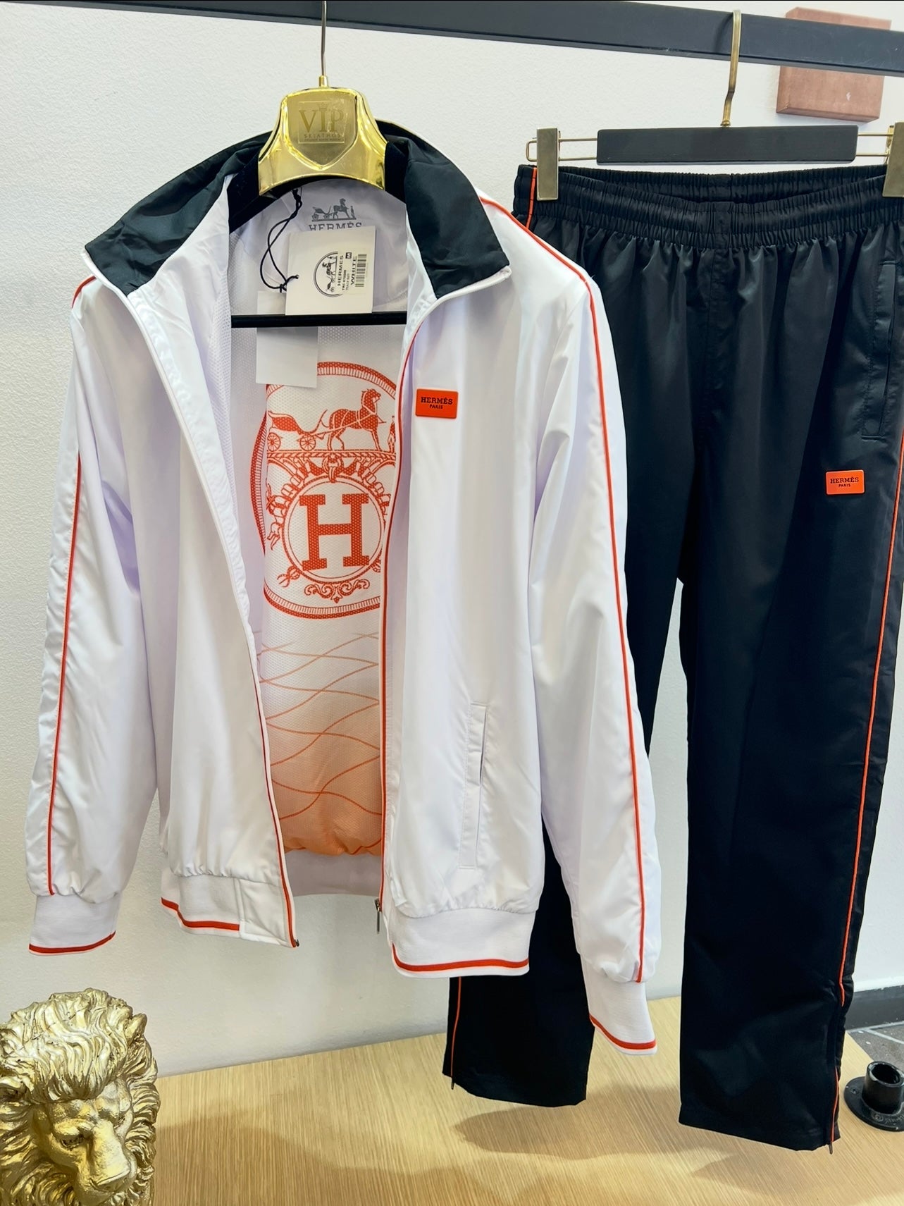 Σετ Hermes Tracksuit Λευκό/Μαύρο WindProof