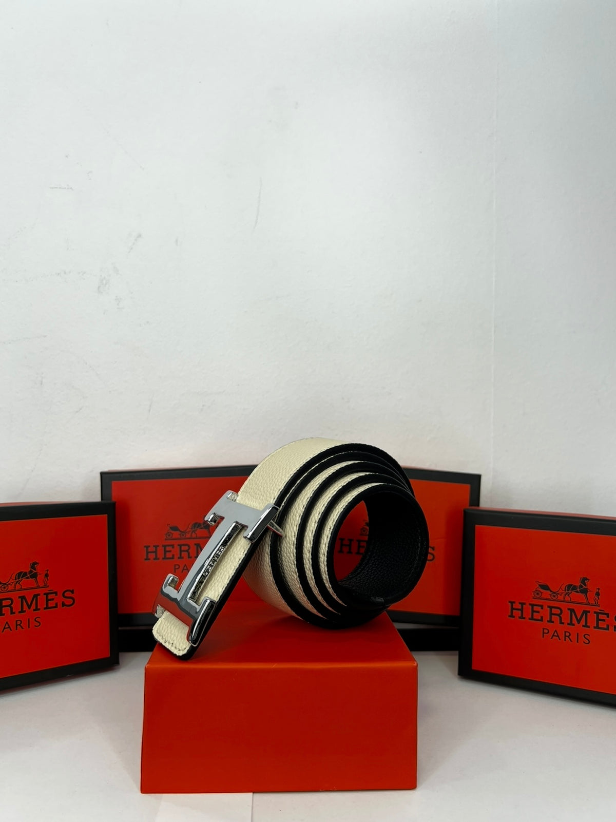 Δερμάτινη Ζώνη Hermes DoubleFace Beige/Black (Copy)