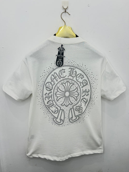 3A T-Shirt Chrome Hearts Rhinestone OverFit Άσπρη