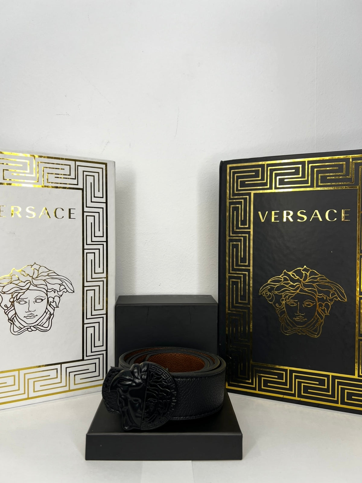 Δερμάτινη Ζώνη Versace DoubleFace Black/Brown