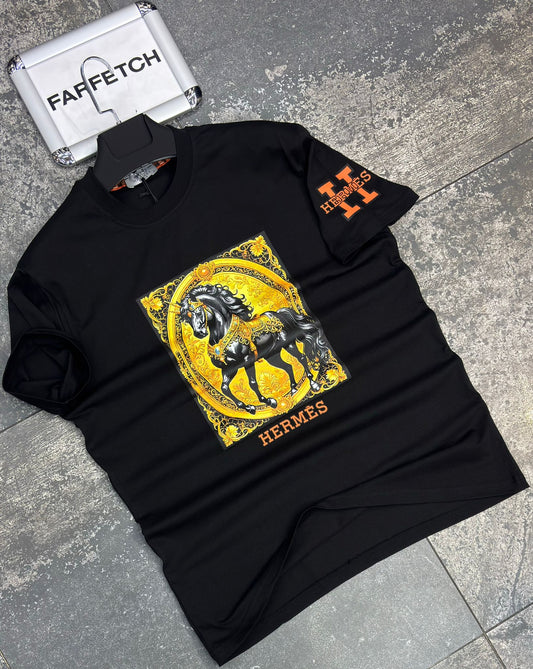T-Shirt Μπλούζα Hermes Μαύρη